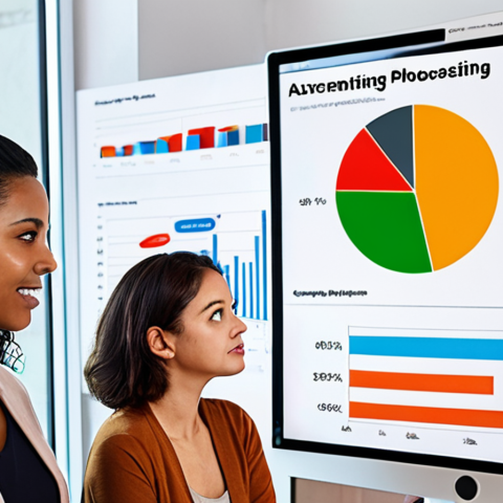 **Target Audience Analysis:** A diverse group of people of different ages and backgrounds, looking at a digital marketing dashboard. Charts and graphs display demographic data like age, income, interests, and online shopping behavior. The scene is brightly lit and conveys the importance of understanding your target audience.