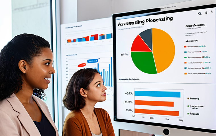 **Target Audience Analysis:** A diverse group of people of different ages and backgrounds, looking at a digital marketing dashboard. Charts and graphs display demographic data like age, income, interests, and online shopping behavior. The scene is brightly lit and conveys the importance of understanding your target audience.