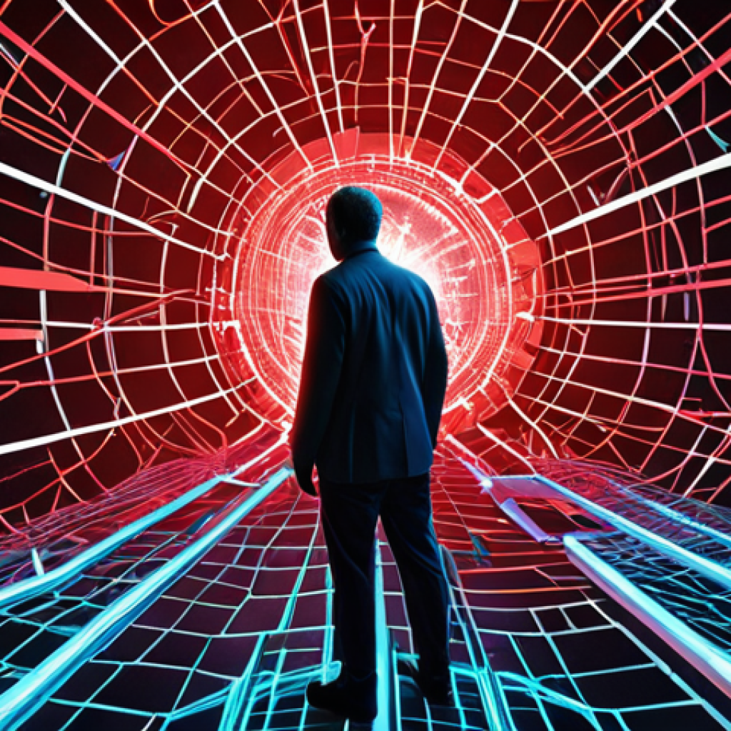 A dynamic, high-stakes scene depicting the complex landscape of modern digital advertising. In the foreground, a vigilant professional figure (representing an advertising agency) stands amidst a glowing, intricate digital environment. This environment is a "minefield" of abstract dangers: shimmering red zones symbolizing copyright infringement, distorted data streams representing data breaches, shadowy figures for online defamation, and fragmented, fast-moving digital shards signifying misinformation. The overall atmosphere is futuristic and vigilant, with neon accents and complex network lines, emphasizing the constant need for risk management and awareness in the digital advertising world. High detail, vibrant colors, wide shot.