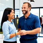 Focus on Consumer Experience**

"A group of diverse people smiling and interacting positively with a friendly brand representative at a modern storefront, fully clothed in appropriate attire, showcasing excellent customer service, safe for work, perfect anatomy, natural proportions, professional, family-friendly, bright and inviting atmosphere."

**