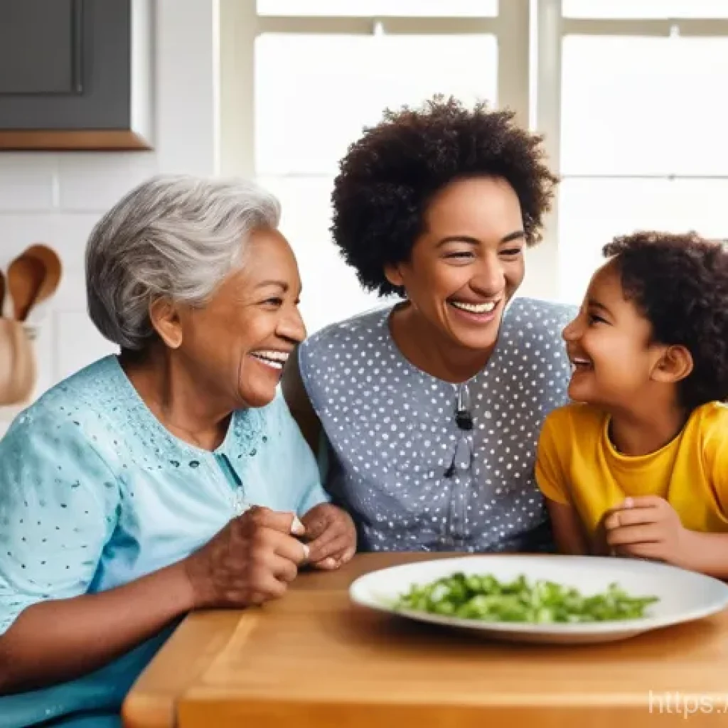 광고홍보사와 제품 광고의 감정적 요소 - **Prompt 1: "A heartwarming scene of a diverse family (parents, two children aged 5 and 8, and an el...