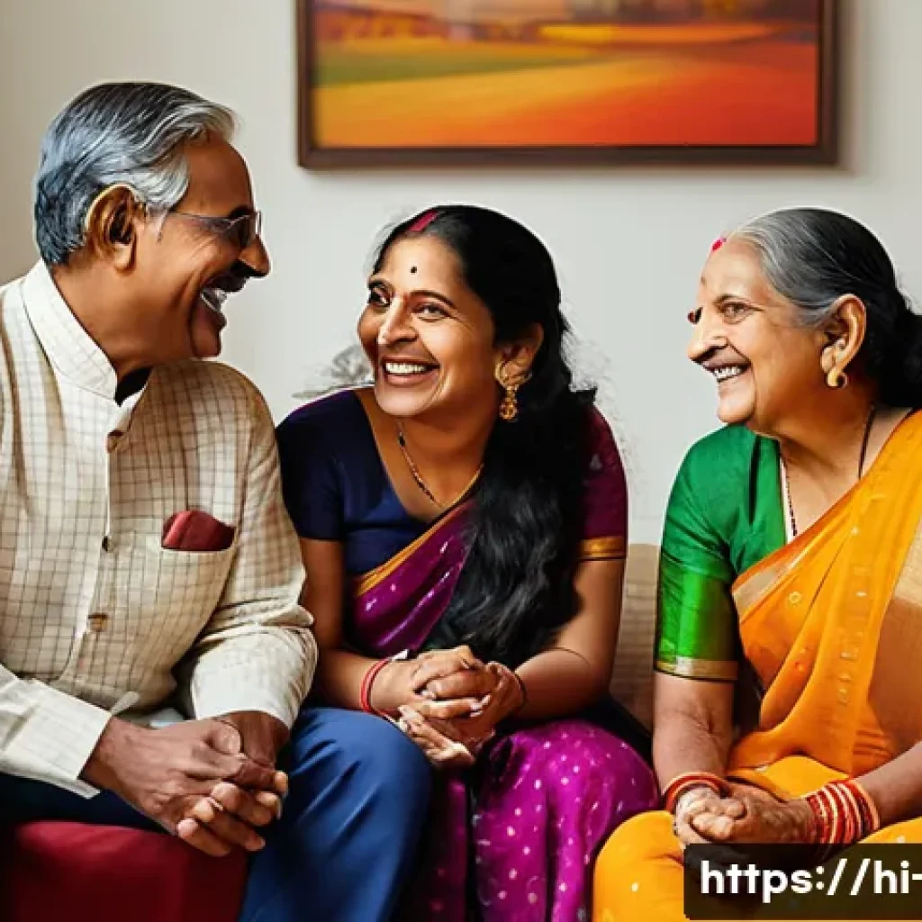 광고홍보사와 감성 중심 소비자 광고 - A warm, heartfelt family scene in a modern Indian home setting, showing a multi-generational family ...