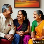 광고홍보사와 감성 중심 소비자 광고 - A warm, heartfelt family scene in a modern Indian home setting, showing a multi-generational family ...