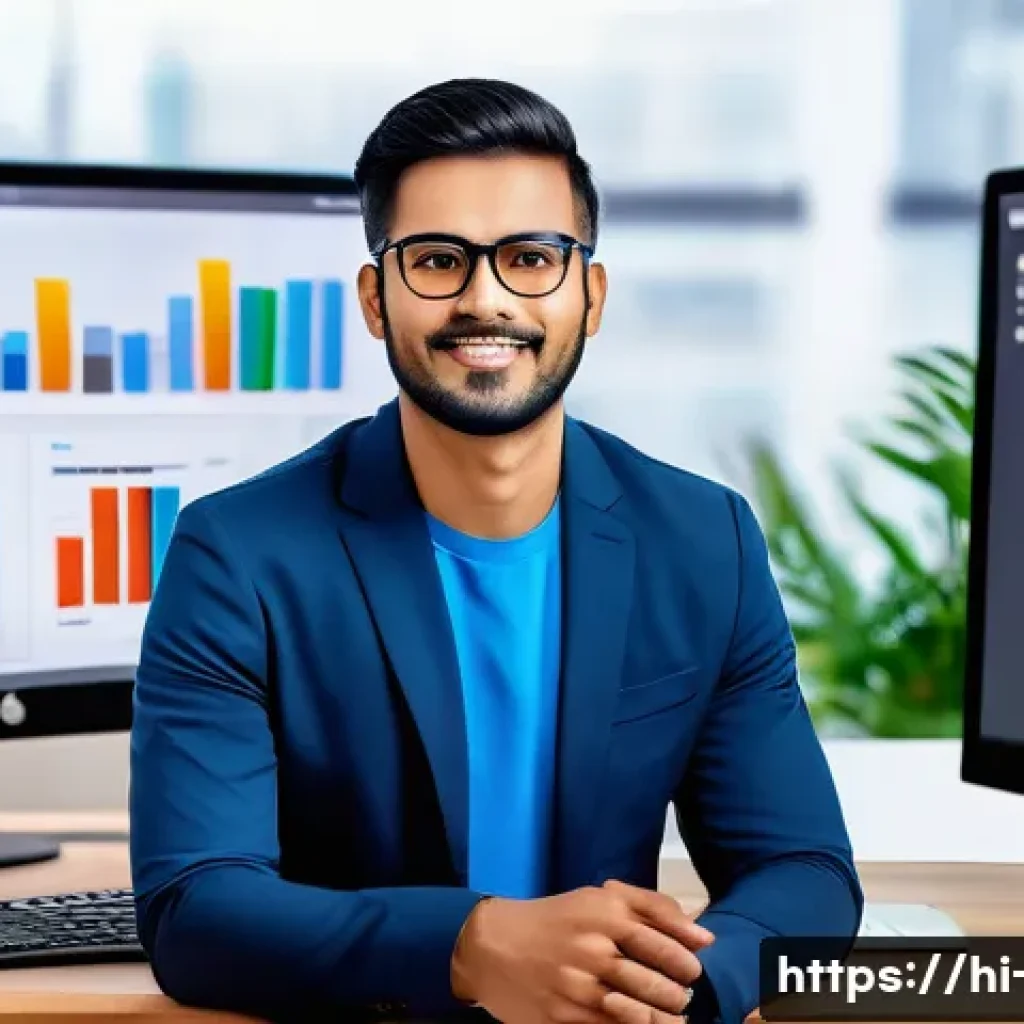광고홍보사 자격증 종류와 필요성 - A professional digital marketing expert working in a modern office environment, surrounded by multip...