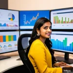 Home 19 광고홍보사와 비즈니스 광고 캠페인 - A vibrant digital marketing workspace focused on target audience analysis for Hindi-speaking users: ...