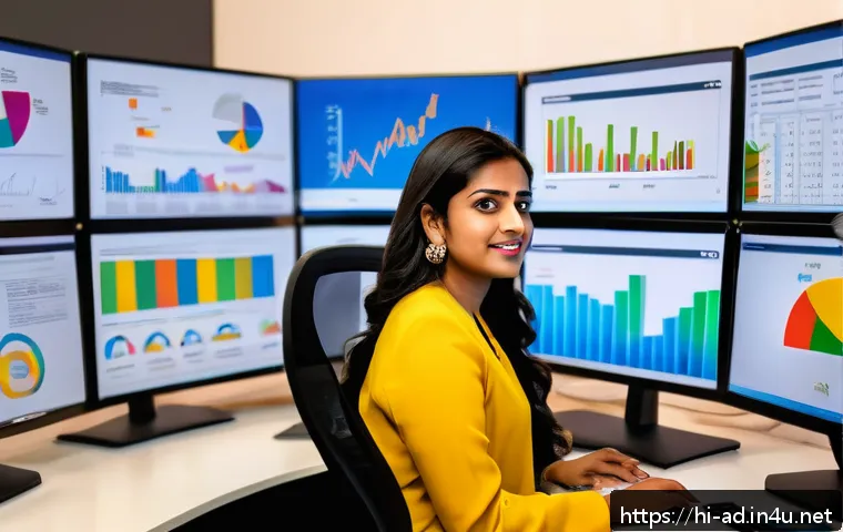 광고홍보사와 비즈니스 광고 캠페인 - A vibrant digital marketing workspace focused on target audience analysis for Hindi-speaking users: ...