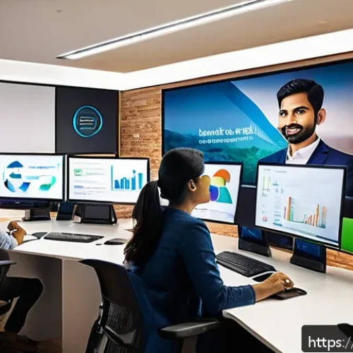 Home 30 광고홍보사와 고객 유지 전략 - A modern Indian digital marketing office scene, featuring a diverse team of professionals analyzing ...