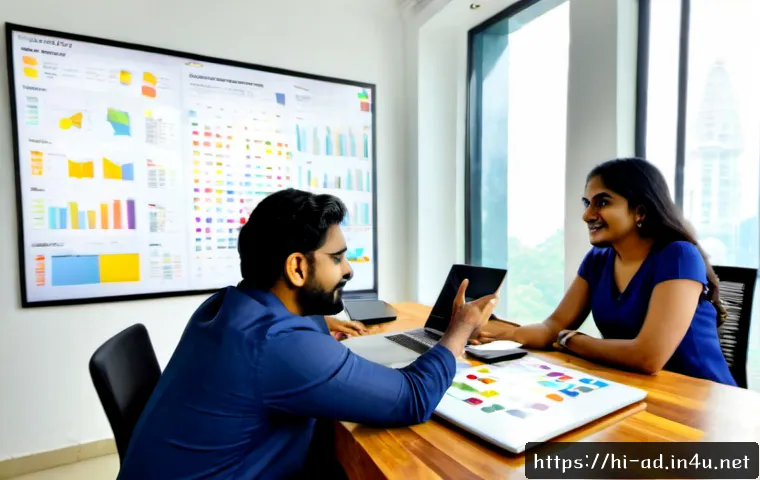 광고홍보사와 협업하는 직무들 - Photorealistic modern advertising campaign planning meeting in a Mumbai creative agency, Indian Hind...