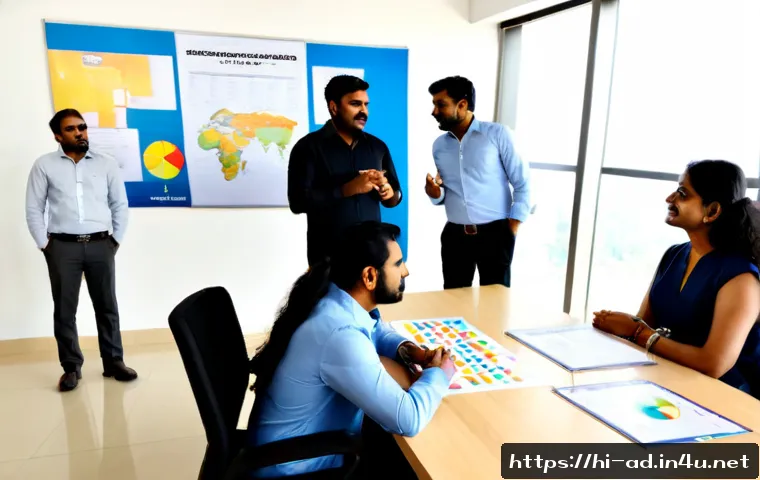 Home 15 광고홍보사와 광고 콘텐츠 사례 연구 - Photorealistic advertising agency case study meeting in a modern Mumbai office, diverse Indian marke...