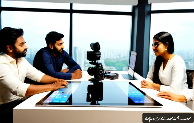 광고홍보사와 최신 광고 제작 도구 - Photorealistic modern advertising agency workspace in Mumbai, diverse Indian creative team collabora...