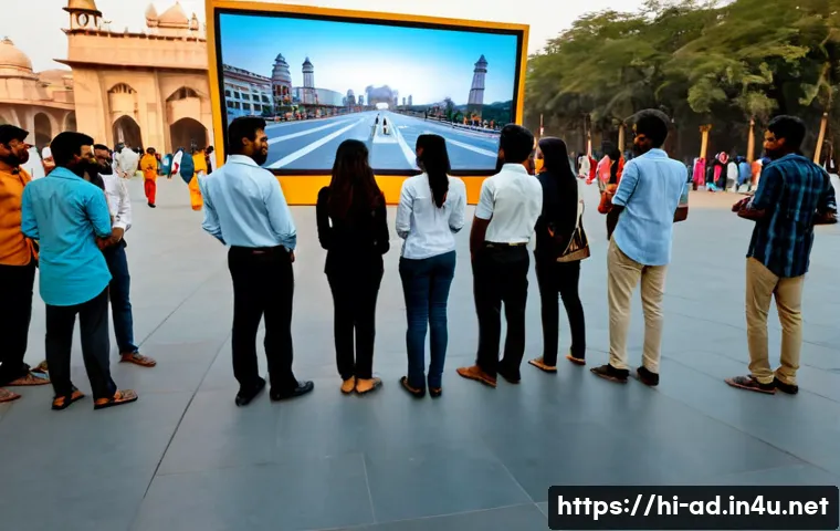 광고홍보사와 실험적 광고 기법 - Photorealistic Indian advertising agency team testing an experimental interactive street campaign, d...